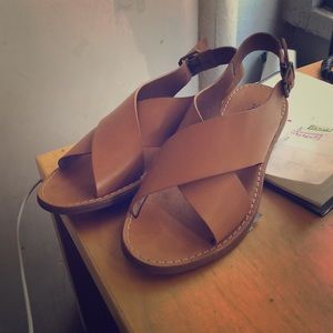 MADEWELL boardwalk crossover sandal - Desert Camel